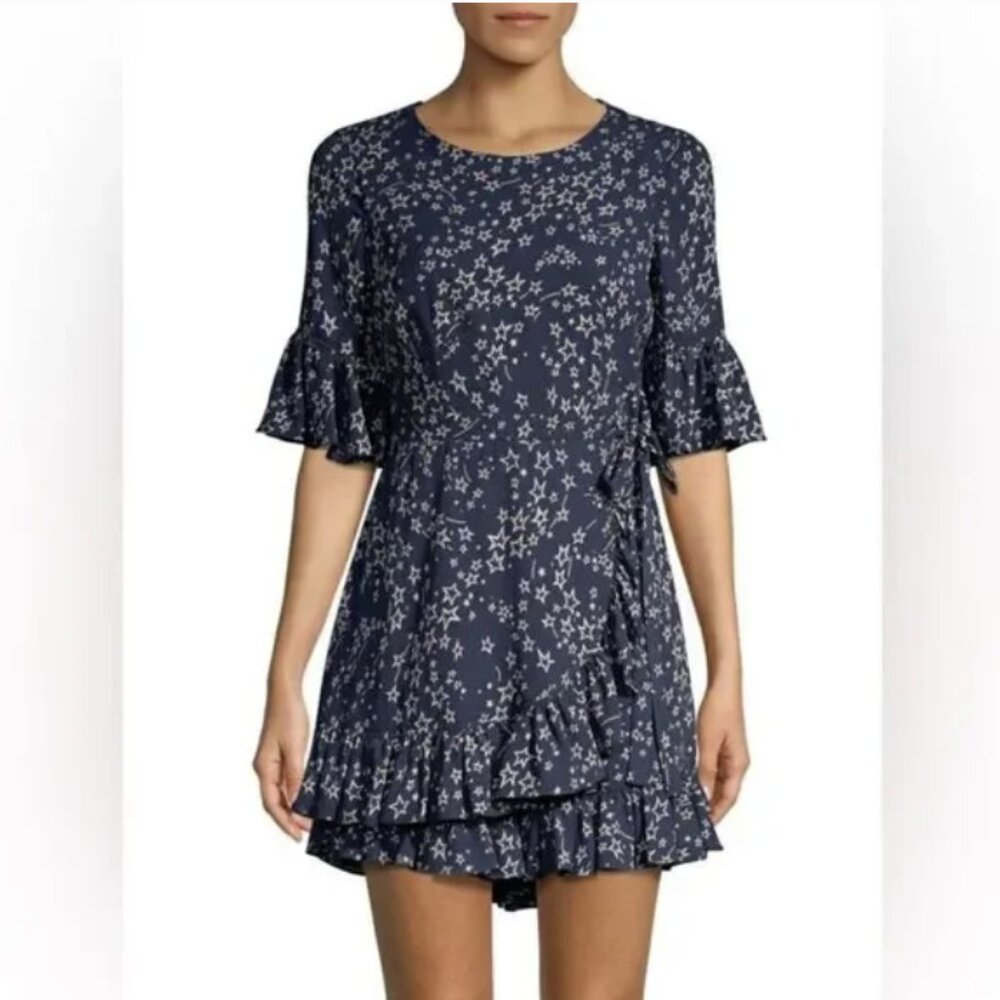 Likely size 2‎ Navy White Delilah Star Print Wrap Rompers Feminine Romantic